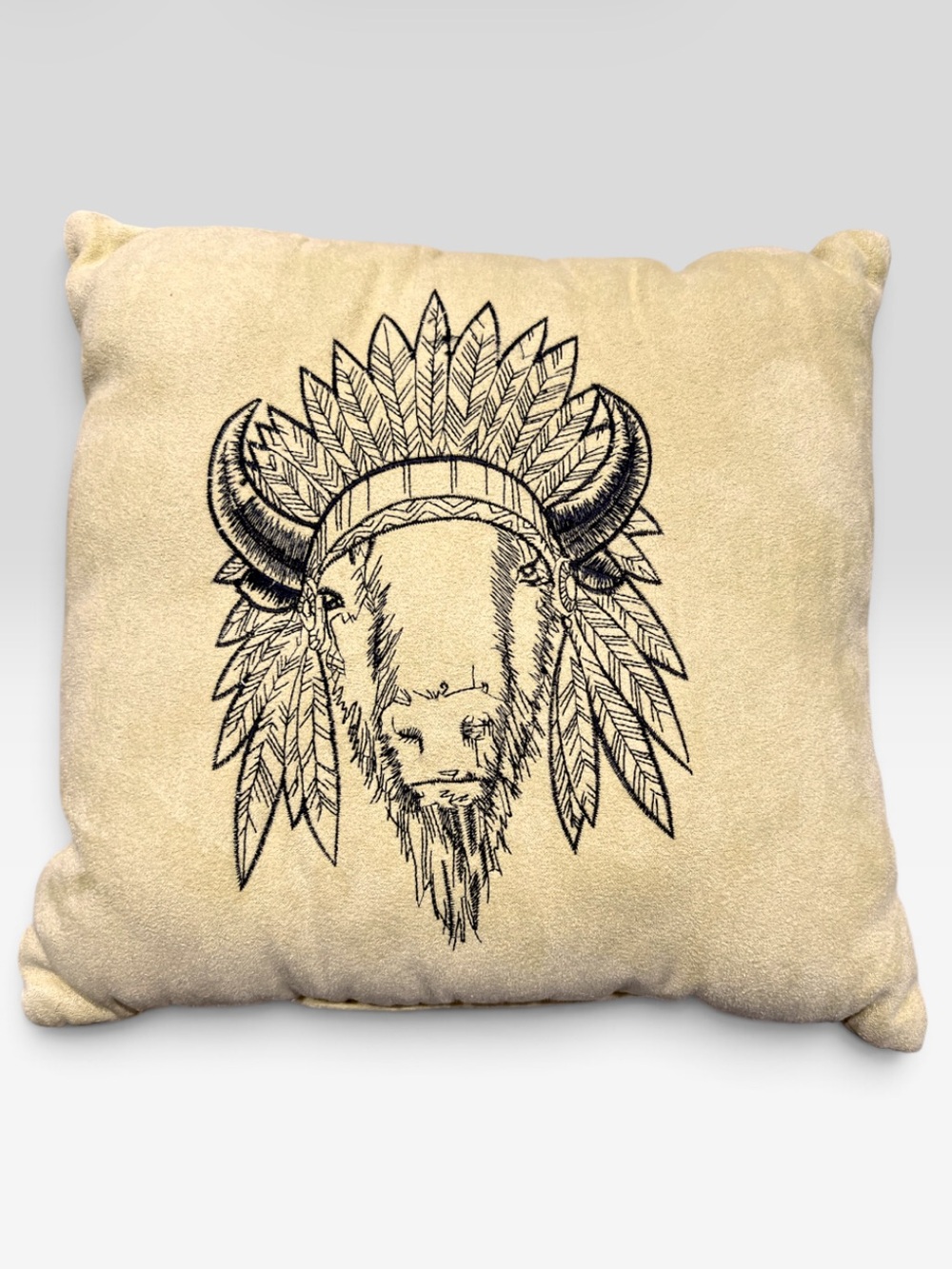 Decorative Velvet Buffalo Headdress Throw Pillow